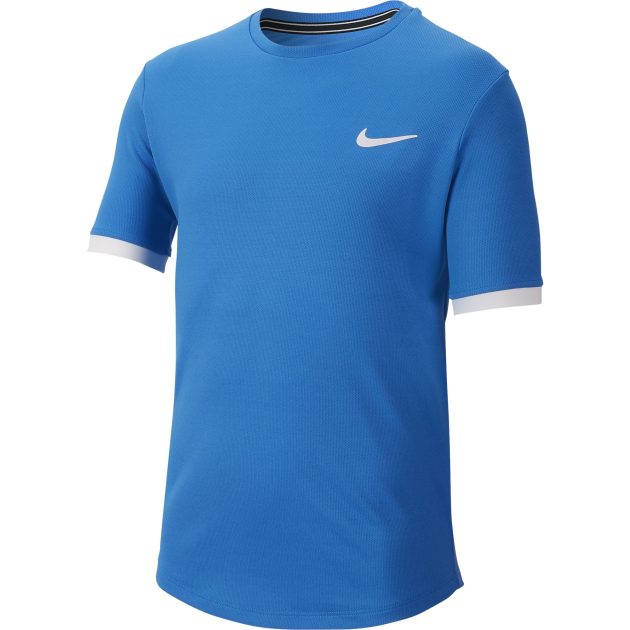Nike Court Dry Boys Tennis Shirts - Blue | Wigmore Sports