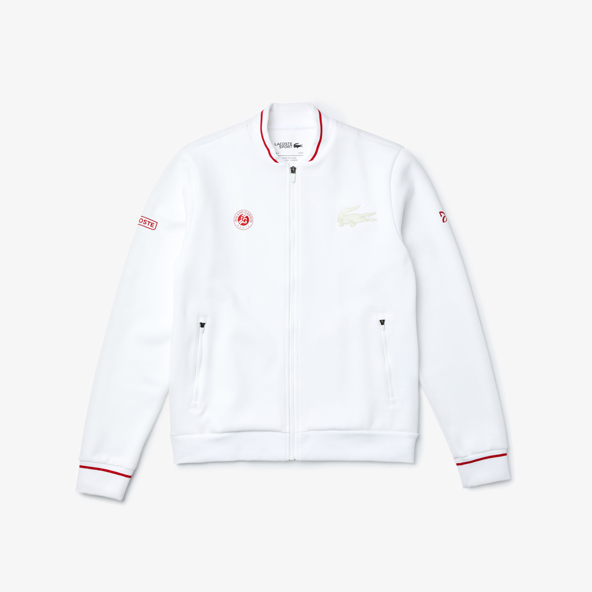 Lacoste Mens ND Classic Jacket in White/Red | Wigmore Sports