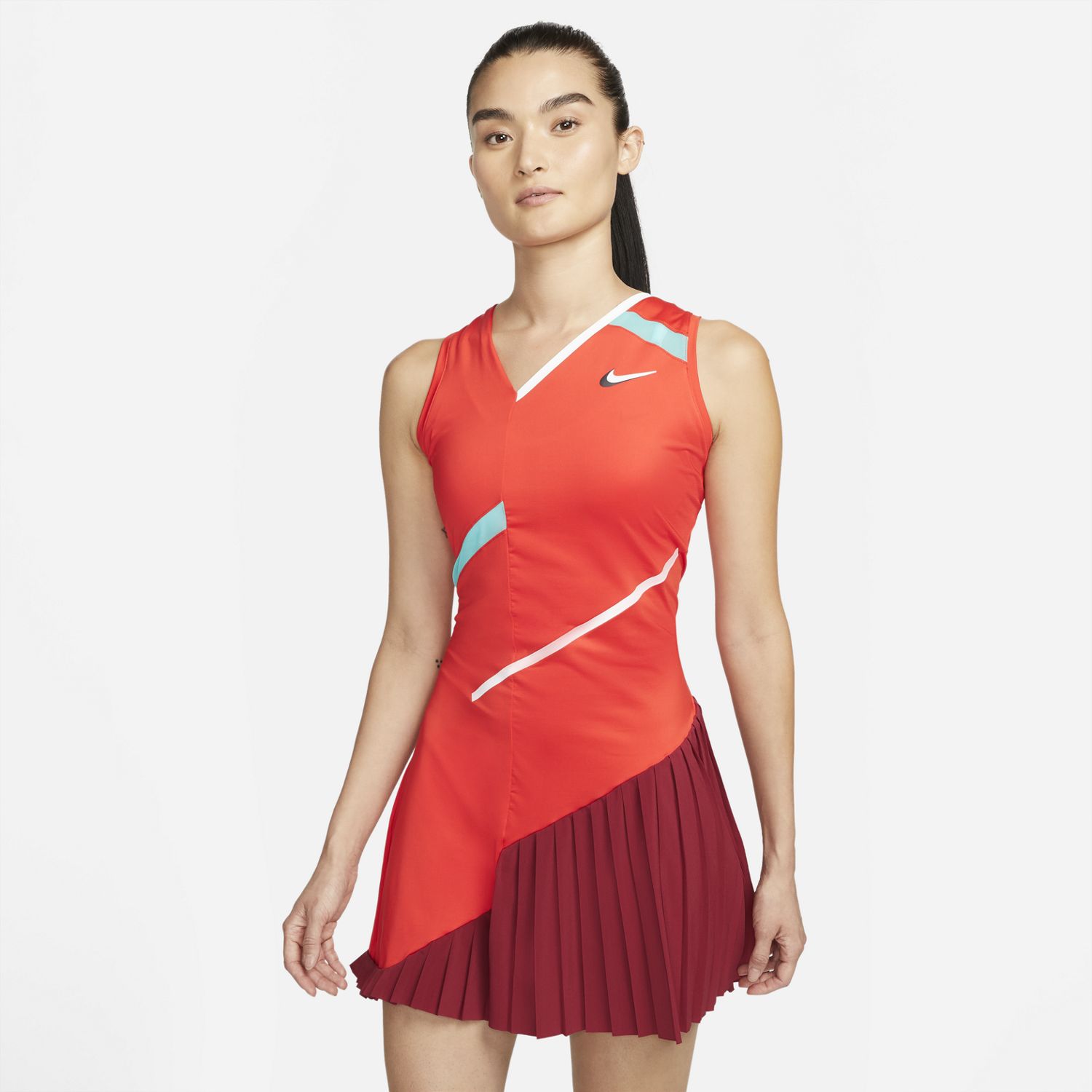 Nike Womens Court Dri-FIT Dress - Habanero Red/Pomegranate/White ...
